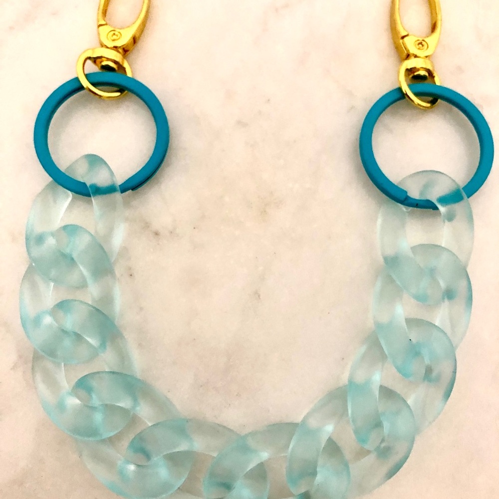 Acrylic Translucent Sky Blue Chain Link Bag Strap or Charm/Keychain